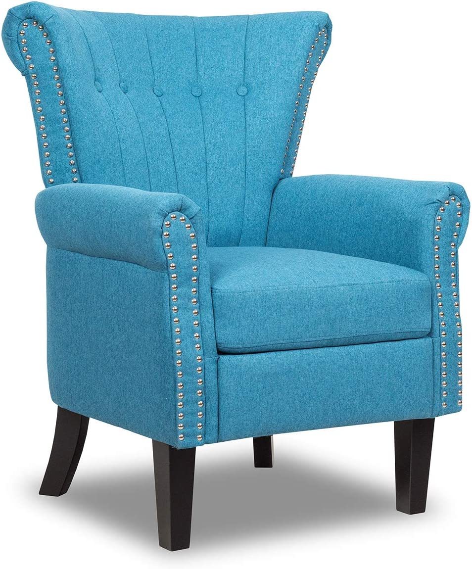 Fabric Accent Chair w/ Adjustable Foot Pads & Nailhead Trim