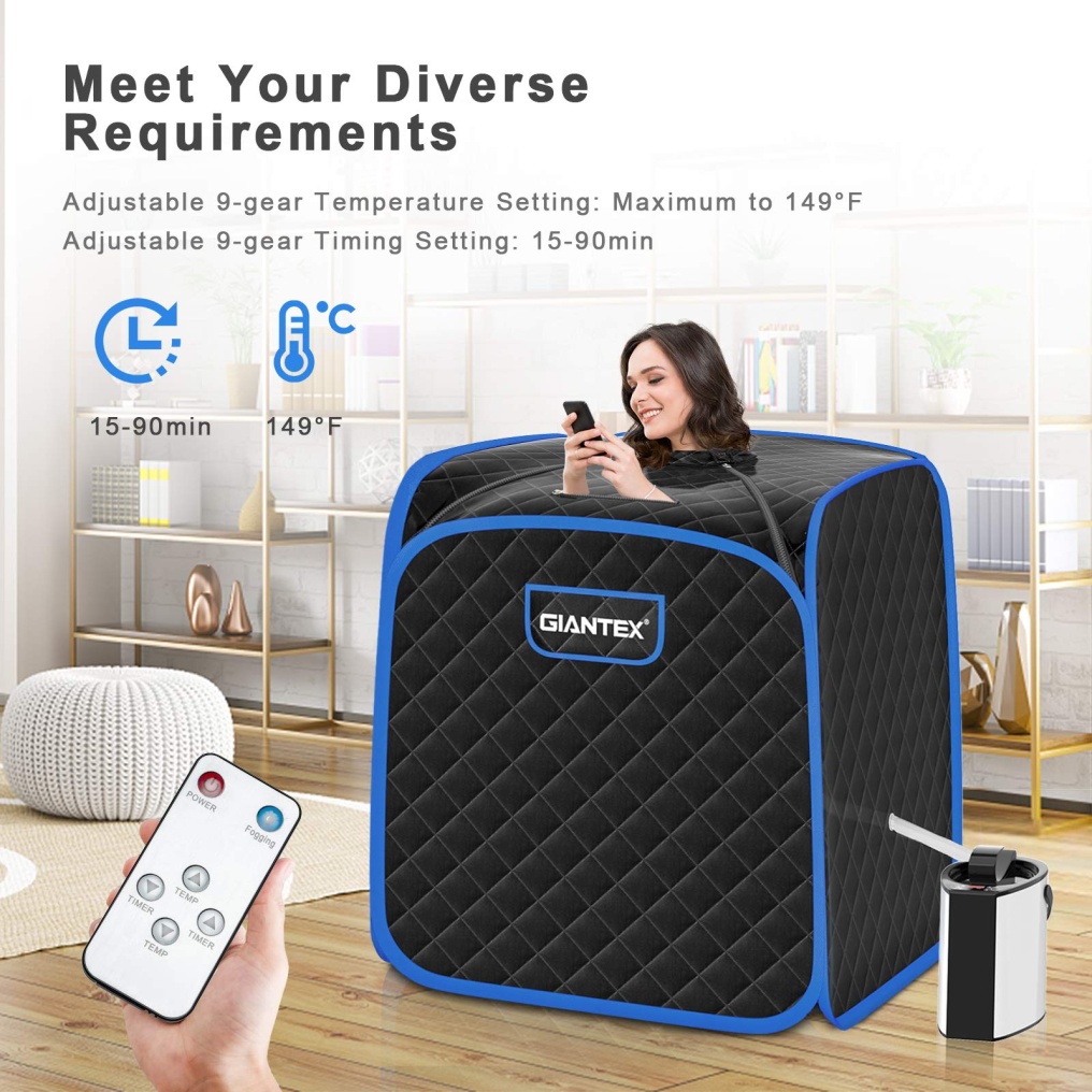 Portable 3L Therapeutic Steam Sauna with Blast-Proof Remote Control, 9-Level Adjustable Temperature & Timer