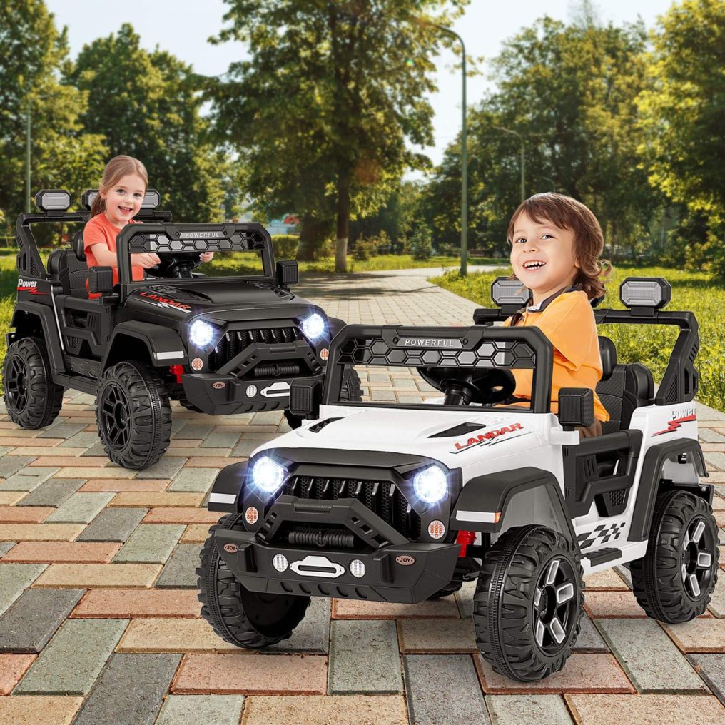 he1 12V Kids Ride on Car Jeep,  Electric Toy Truck Car with Remote Control, Dual Motor,  Wireless Connection, USB Port