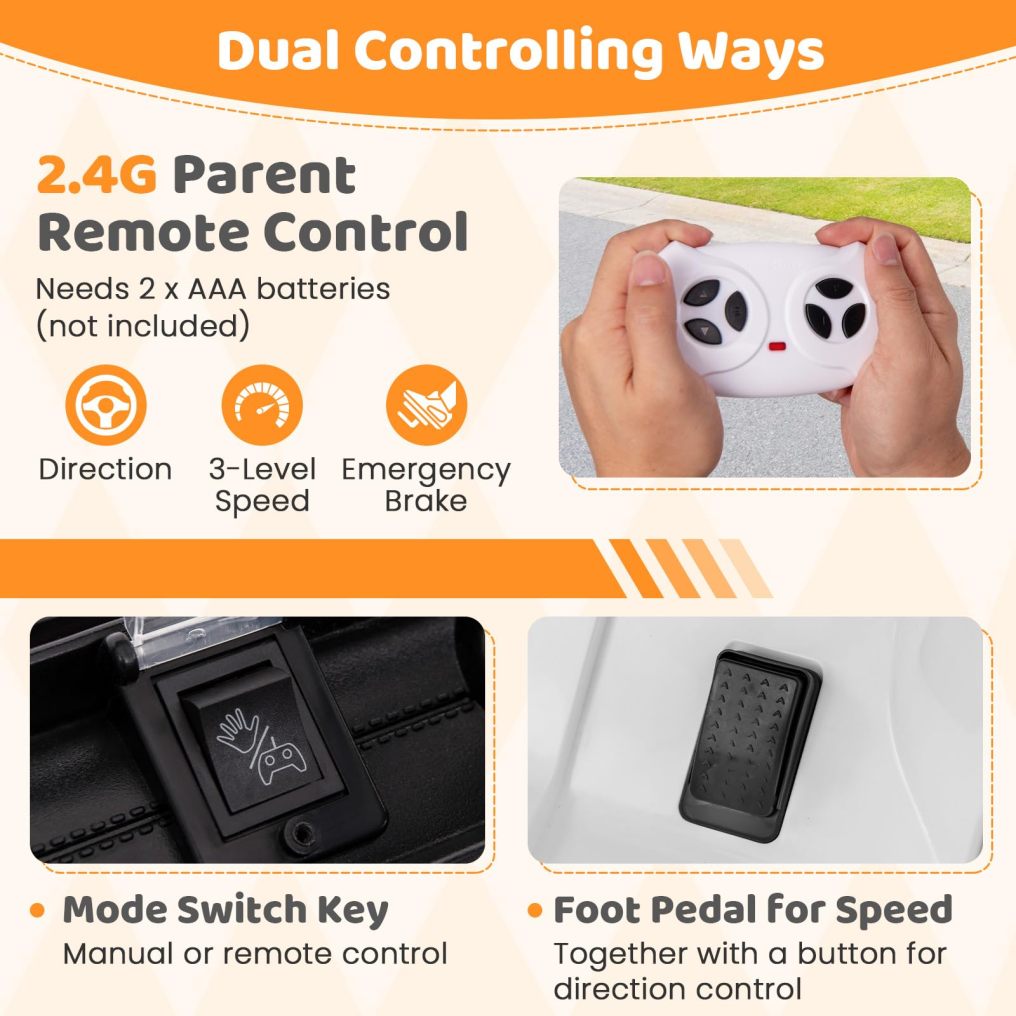 he1 12V Kids Ride on Car Jeep,  Electric Toy Truck Car with Remote Control, Dual Motor,  Wireless Connection, USB Port
