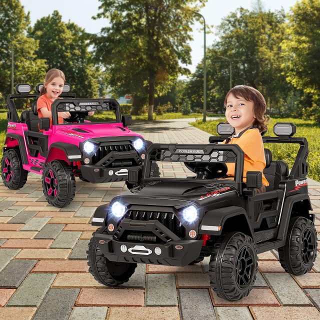 12V Kids Ride on Car Jeep,  Electric Toy Truck Car with Remote Control, Dual Motor,  Wireless Connection, USB Port