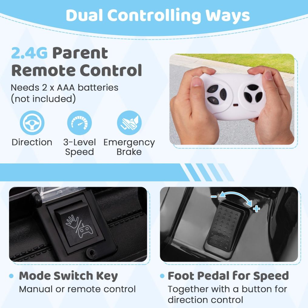 12V Kids Ride on Car Jeep,  Electric Toy Truck Car with Remote Control, Dual Motor,  Wireless Connection, USB Port