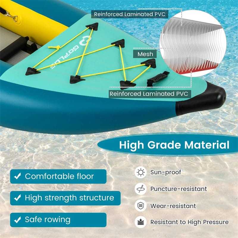 2-Person Inflatable Kayak with 2 Aluminium Paddles, EVA Padded Seats, 507LB Capacity, Carry Bag & Repair Kit, Portable Touring Kayak for Adults