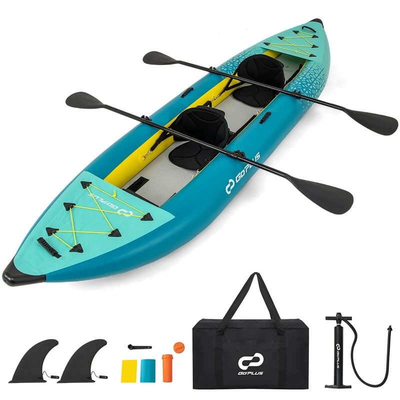 2-Person Inflatable Kayak with 2 Aluminium Paddles, EVA Padded Seats, 507LBS Capacity, Carry Bag & Repair Kit, Portable Touring Kayak for Adults