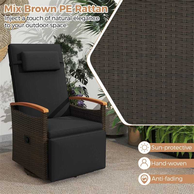 Patio Recliners Outsunny Patio Lounge Chair With Leg Rest, Wicker