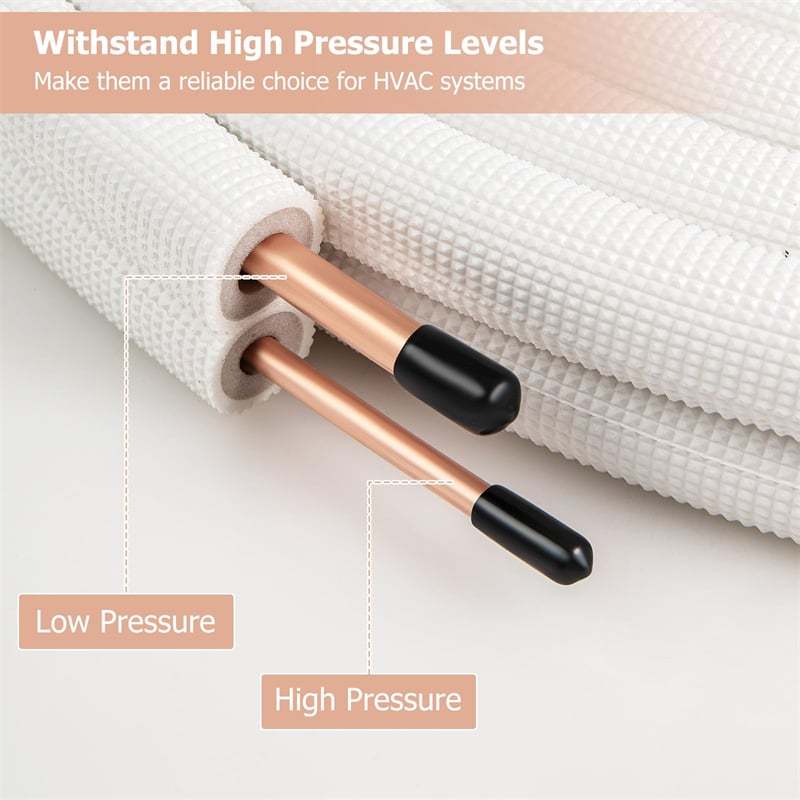 25/50 FT Mini Split Line Set, Copper Pipes Tubing Extension with 3-Layer Thickened Insulation for Air Conditioner & Heat Pump Systems