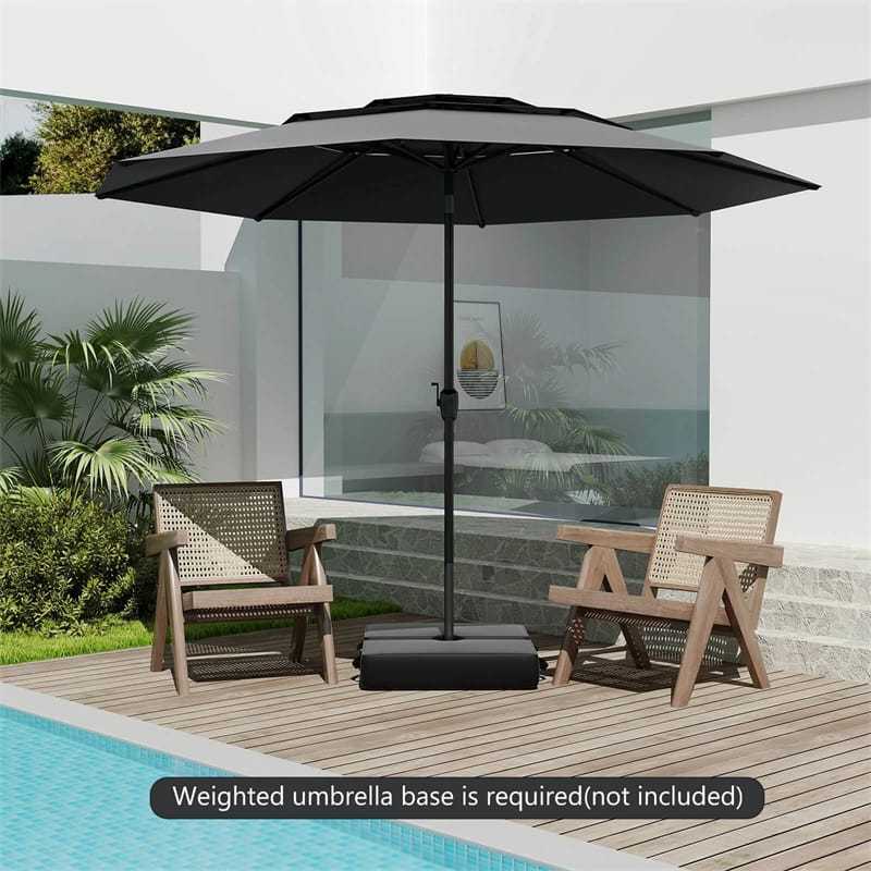 10ft 3 Tier Auto-tilt Patio Market Umbrella with Double Vented