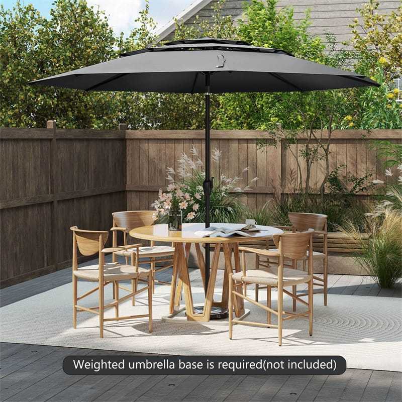 10ft 3 Tier Auto-tilt Patio Market Umbrella with Double Vented
