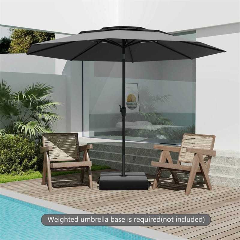 10ft 3 Tier Auto-tilt Patio Market Umbrella with Double Vented