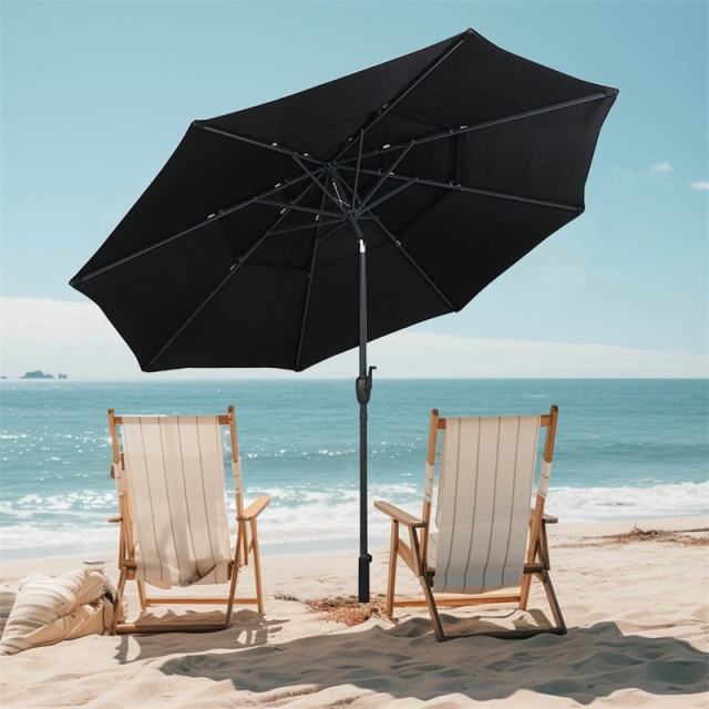 10ft 3 Tier Auto-tilt Patio Market Umbrella with Double Vented