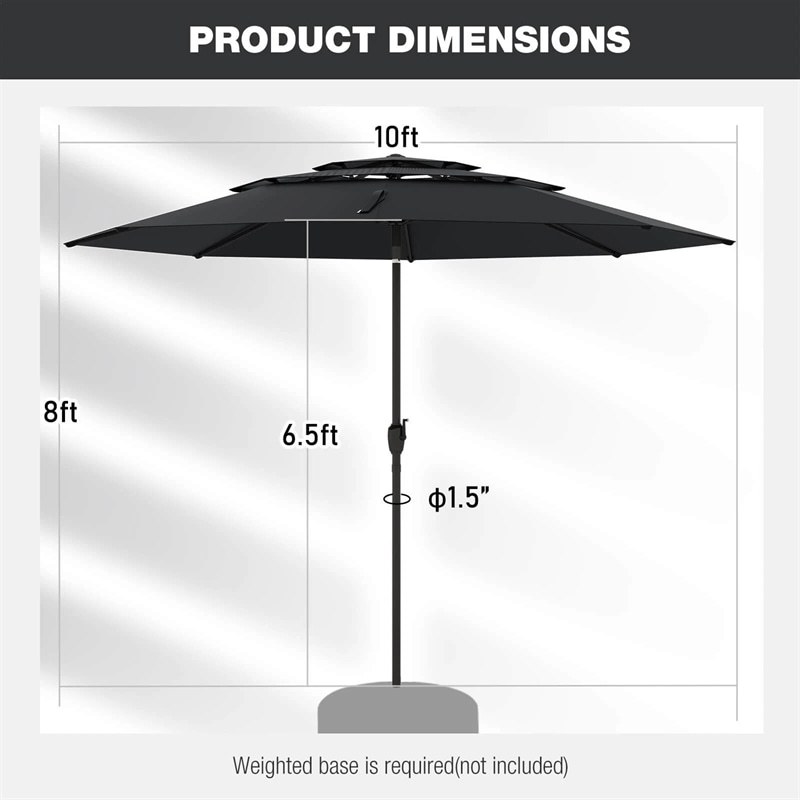10ft 3 Tier Auto-tilt Patio Market Umbrella with Double Vented