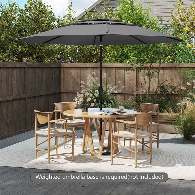 10ft 3 Tier Auto-tilt Patio Market Umbrella with Double Vented