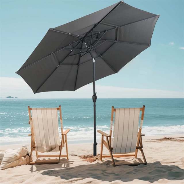 10ft 3 Tier Auto-tilt Patio Market Umbrella with Double Vented