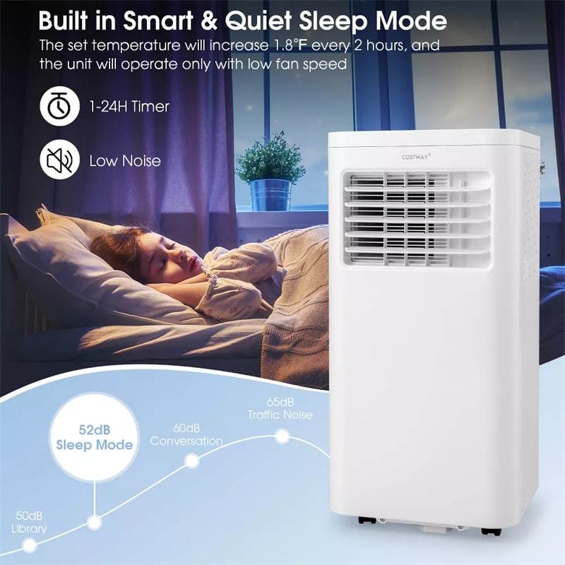 10000 BTU Portable Air Conditioner, 3-in-1 AC Unit, Fan & Dehumidifier with Remote Control, 24H Timer, Window Kit & Wheels for Rooms up to 350 sq.ft