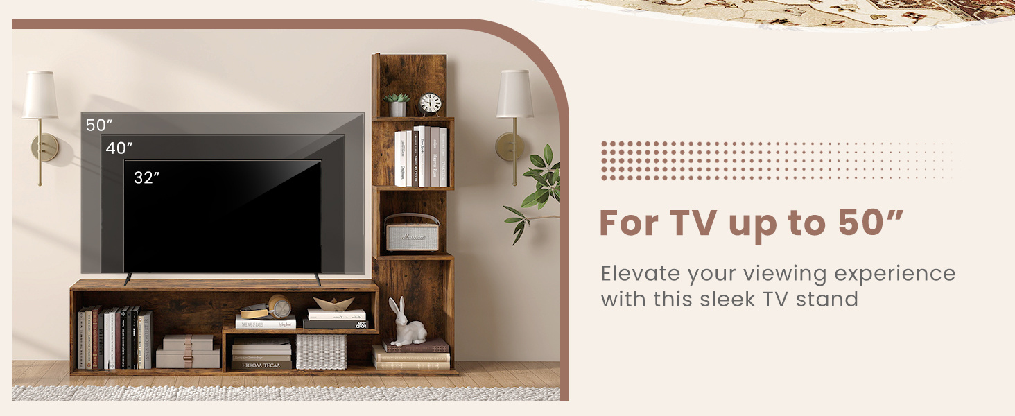 Cube TV Stand for TVs up to 50 Inch Media Console Table with Storage Shelves