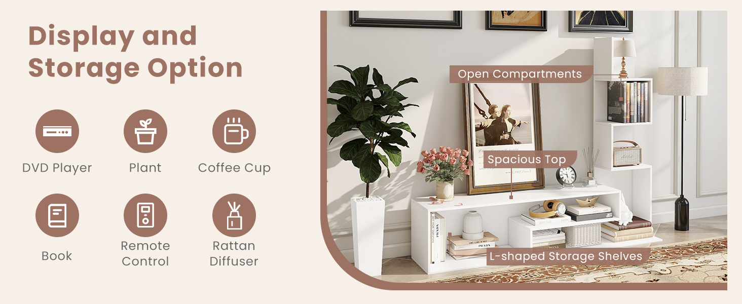 Cube TV Stand for TVs up to 50 Inch Media Console Table with Storage Shelves