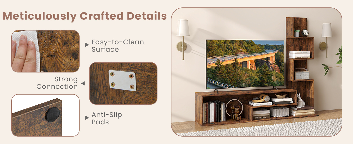 Cube TV Stand for TVs up to 50 Inch Media Console Table with Storage Shelves