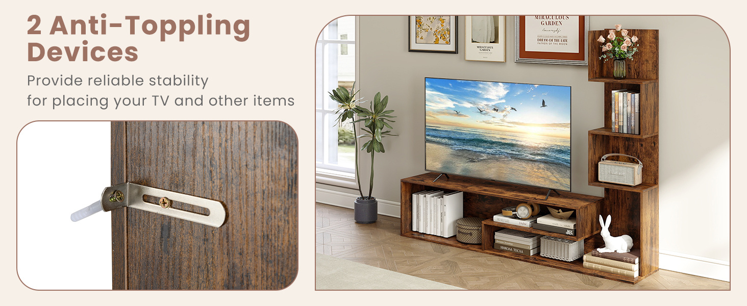 Cube TV Stand for TVs up to 50 Inch Media Console Table with Storage Shelves