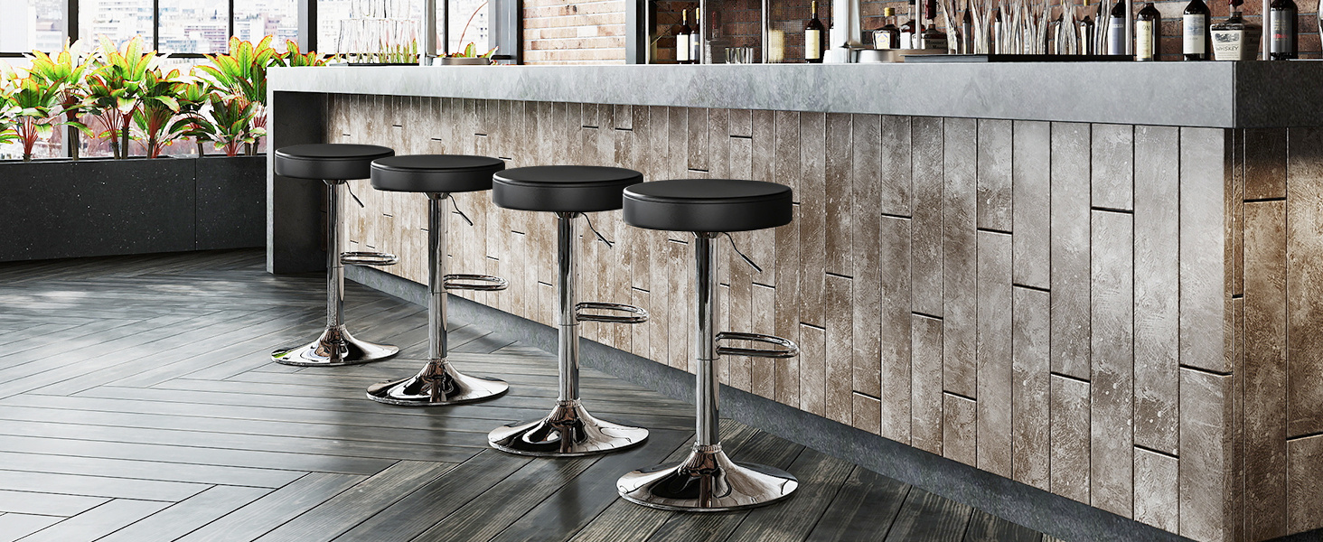 Set of 2 Adjustable Swivel Round Bar Stool  Pub Chairs