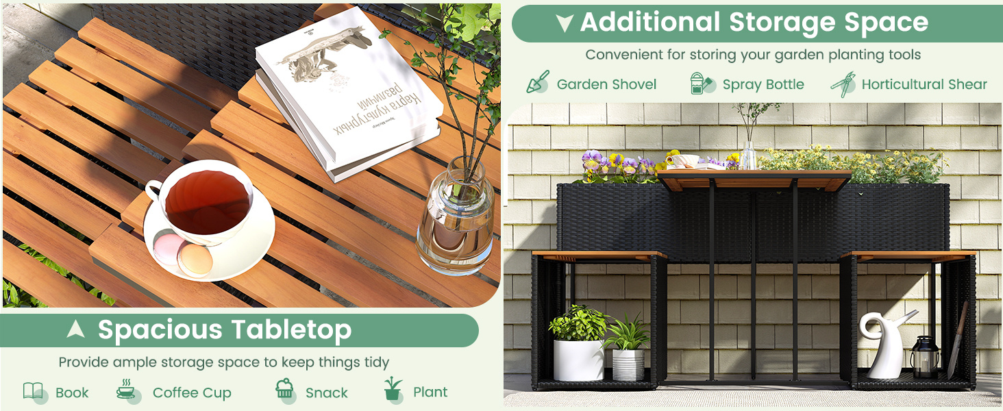 Patio Furniture Set with Raised Garden Bed for Porch and Yard