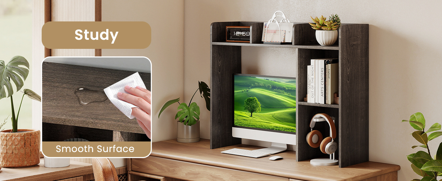 3-Tier Multipurpose Desk Bookshelf with 4 Shelves