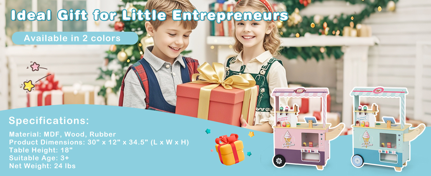 Kids Ice Cream Truck Pretend Play Set for Toddlers with Vending Machine