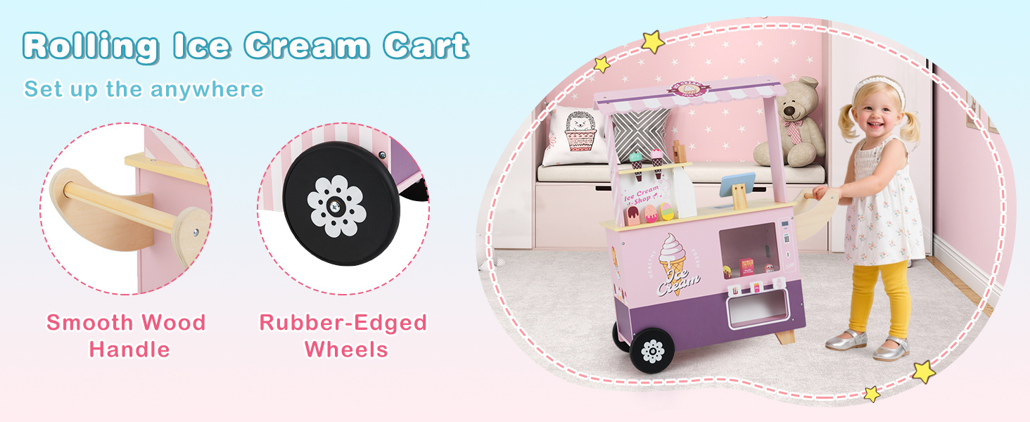 Kids Ice Cream Truck Pretend Play Set for Toddlers with Vending Machine