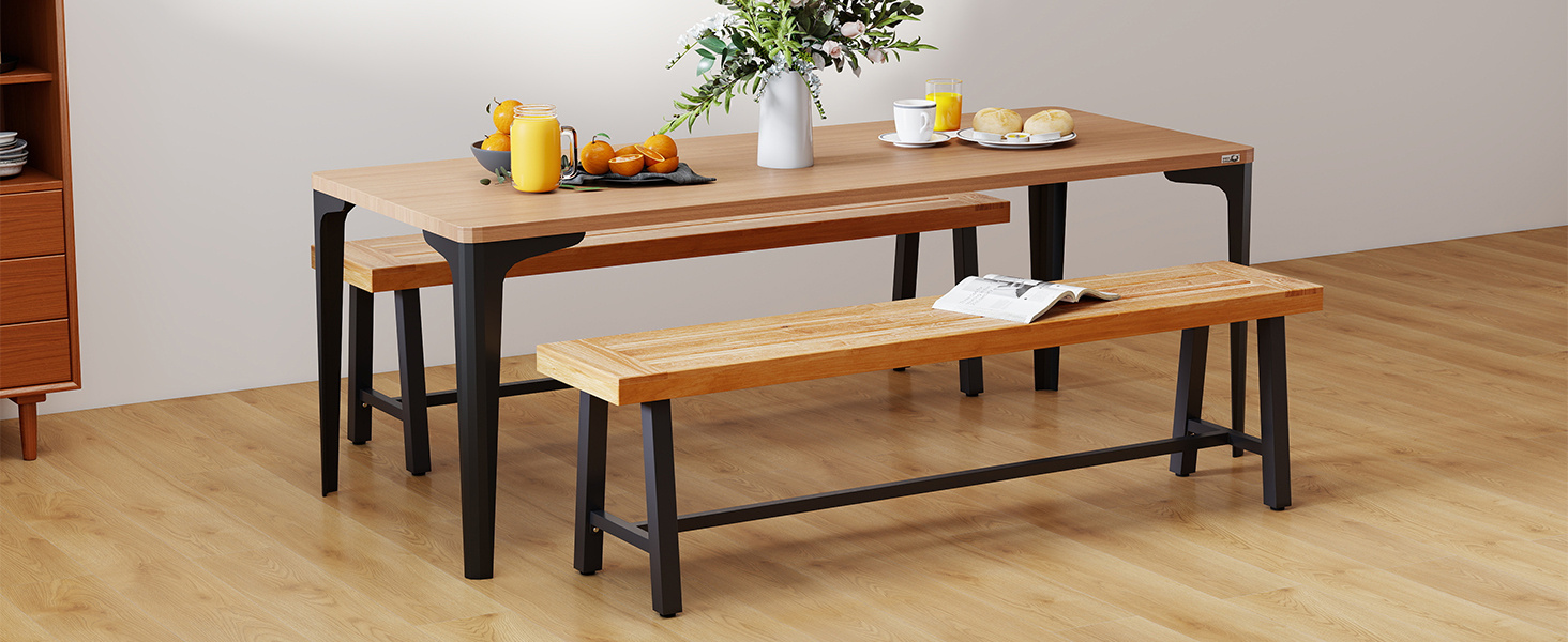 63 Inch 3-Person Acacia Patio Wood Outdoor Backless Bench