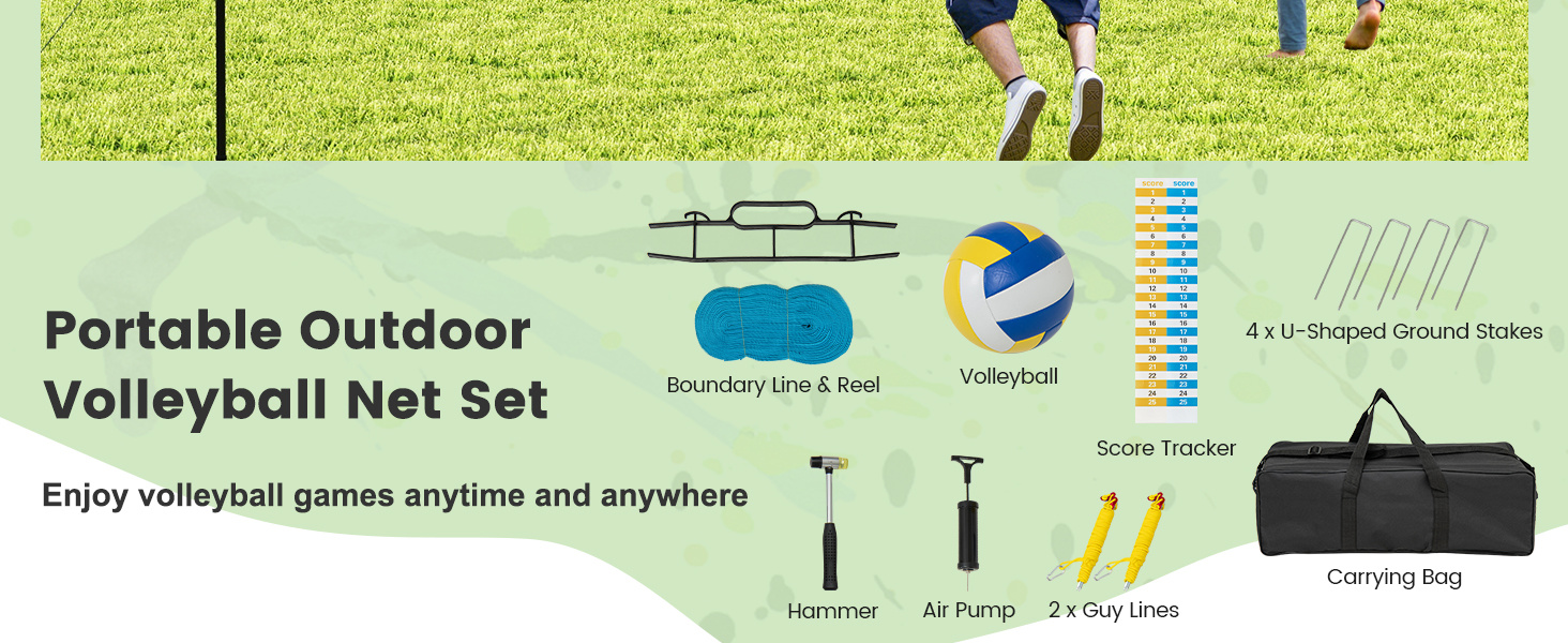 Portable Outdoor Volleyball Net Set Heavy-Duty Volleyball Net System