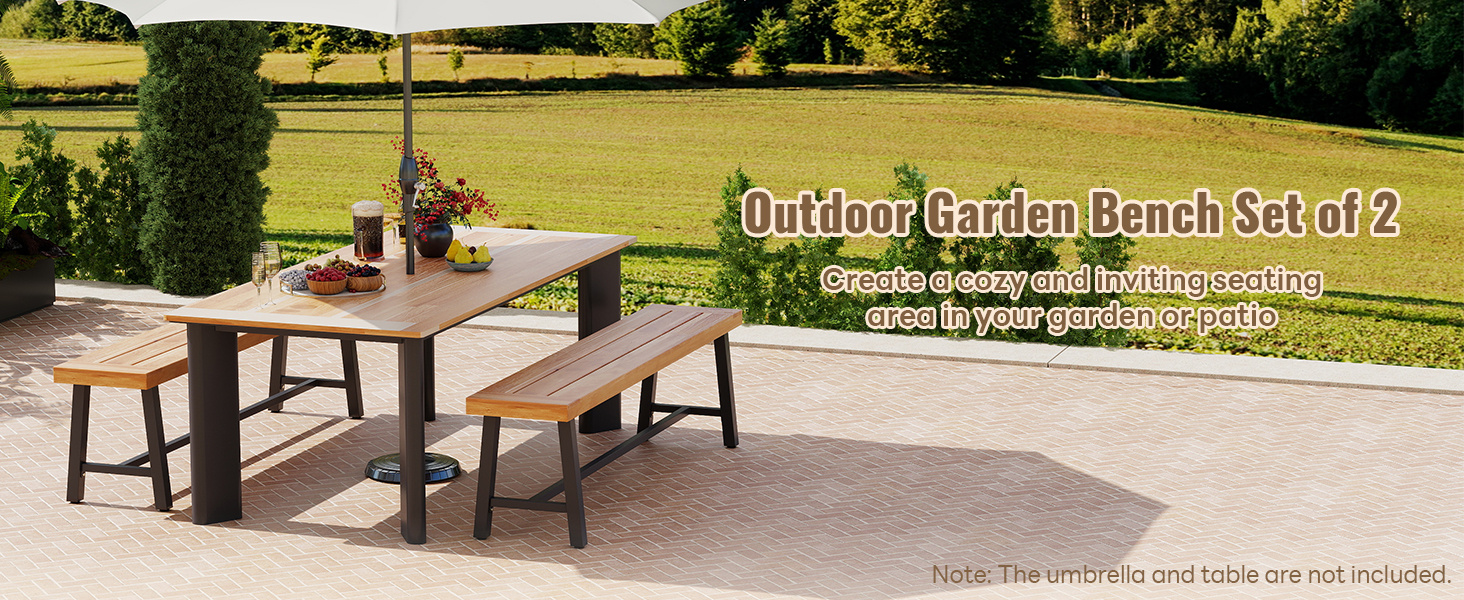 63 Inch 3-Person Acacia Patio Wood Outdoor Backless Bench