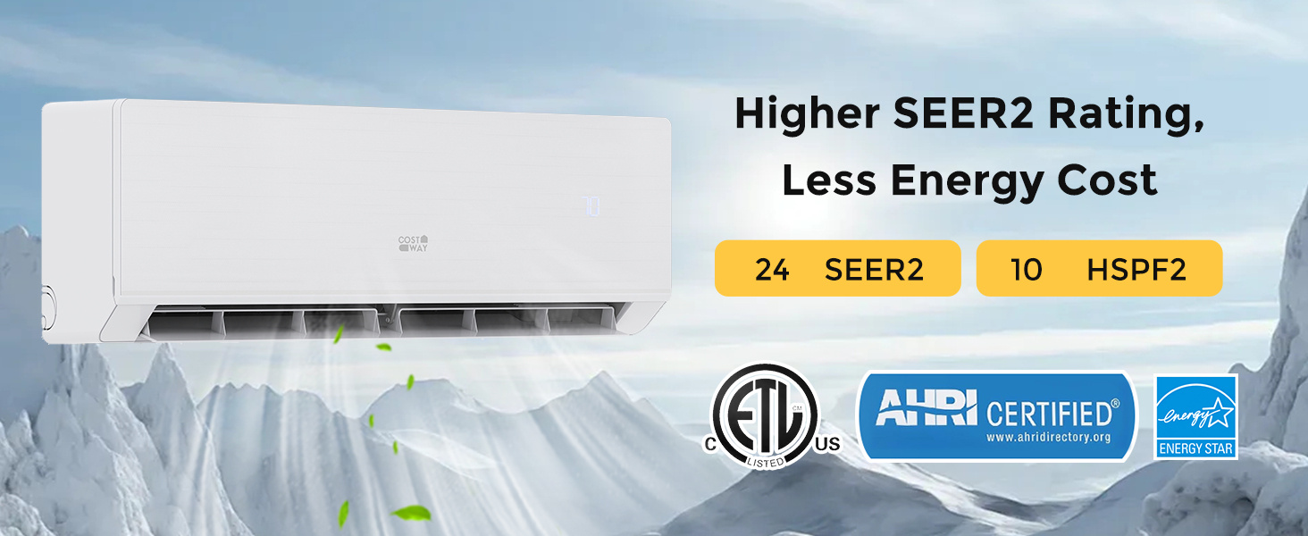 Energy Star Certified 12000 BTU 24 SEER2 115V Ductless Mini Split Air Conditioner and Heater WiFi Enabled