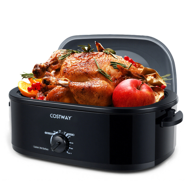 18QT Electric Roaster Oven with Self-Basting Lid Turkey Roaster with Removable Pan