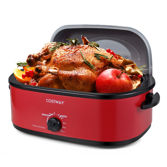 18QT Electric Roaster Oven with Self-Basting Lid Turkey Roaster with Removable Pan