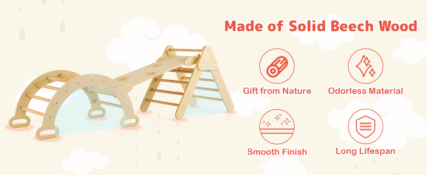 7-in-1 Pikler Triangle Set with 6-Piece Foam Blocks for Toddlers Soft Play