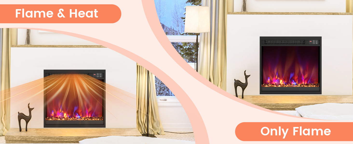 18/23/26 Inch 1500W Electric Fireplace Insert with Remote Control