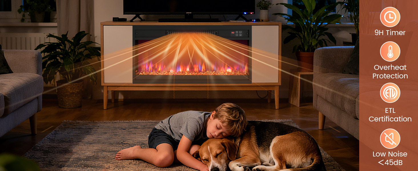 18/23/26 Inch 1500W Electric Fireplace Insert with Remote Control