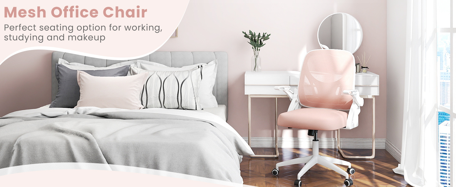 Ergonomic Computer Desk Chair with Lumbar Support and Flip-up Arms