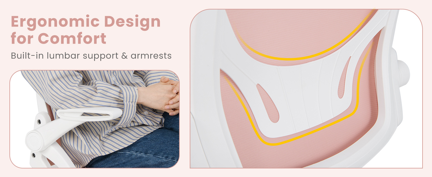Ergonomic Computer Desk Chair with Lumbar Support and Flip-up Arms