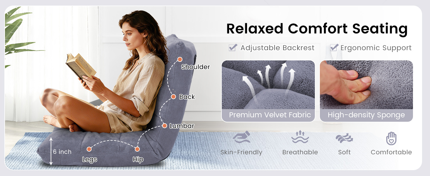 14-Position Adjustable Cushioned Floor Chair
