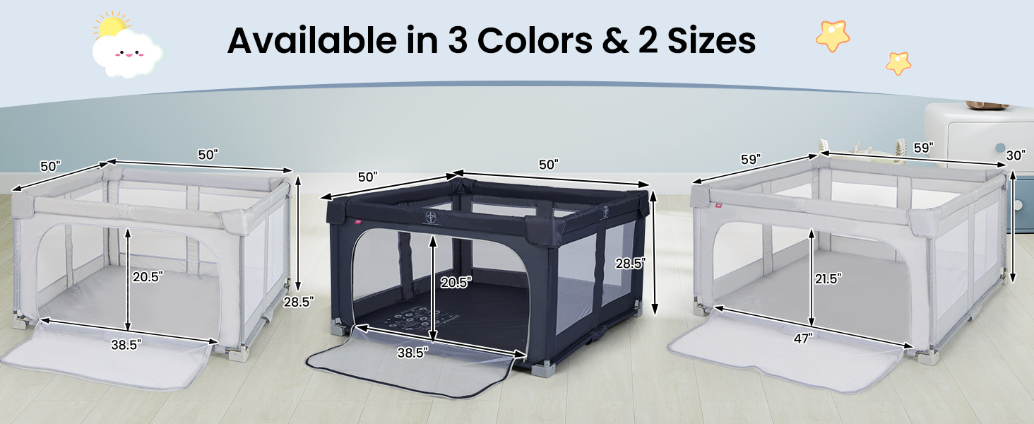 Large Baby Playpen BPA-Free Foldable Toddlers Safety Fence Play Yard