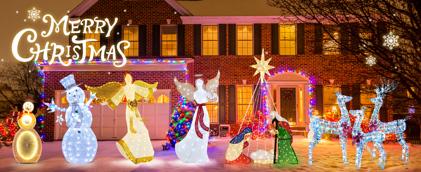 5.2 Feet Christmas Pre-Lit Angel with Halo Wings and 180 Warm White LED Lights
