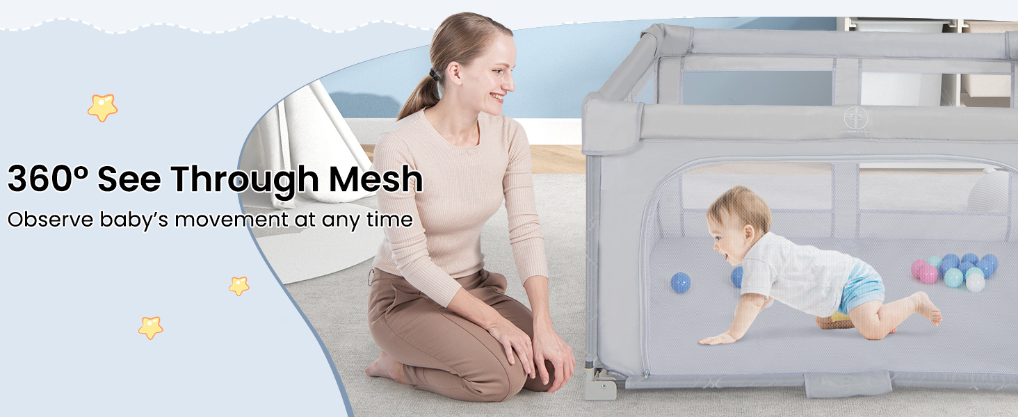 Large Baby Playpen BPA-Free Foldable Toddlers Safety Fence Play Yard