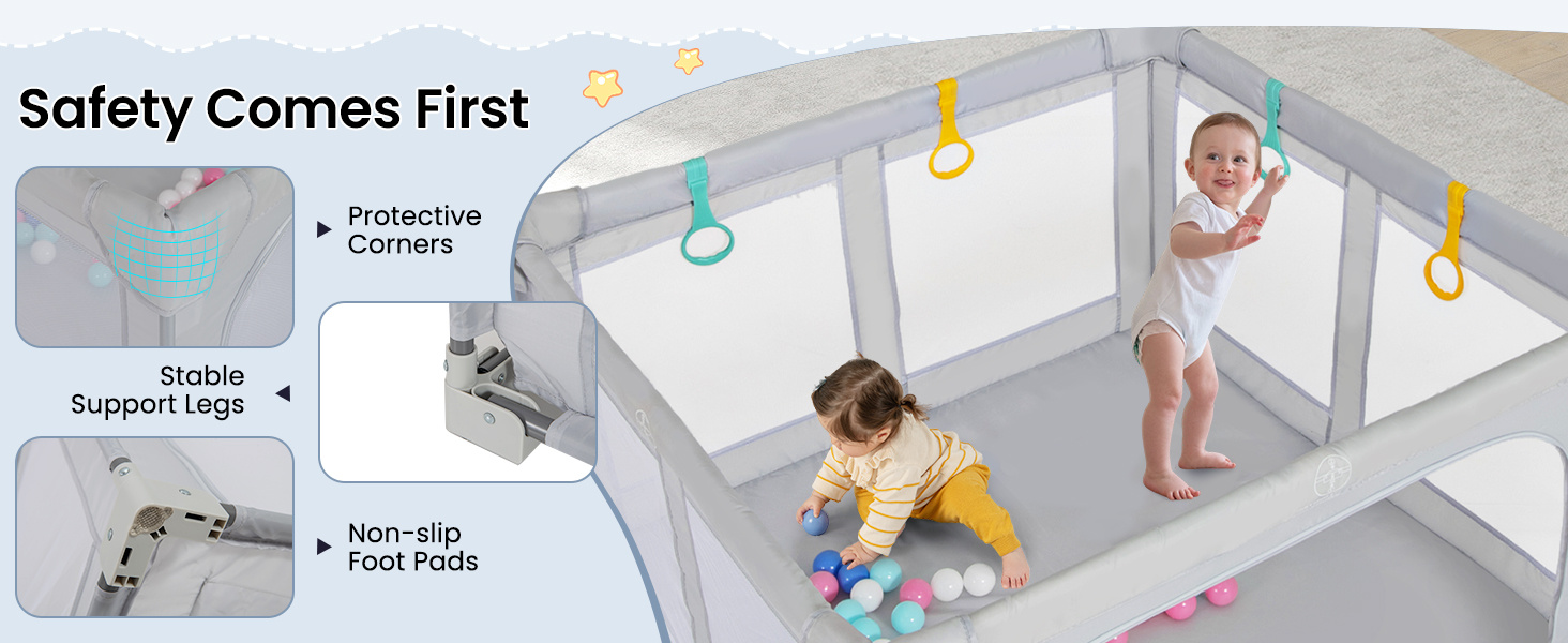 Large Baby Playpen BPA-Free Foldable Toddlers Safety Fence Play Yard