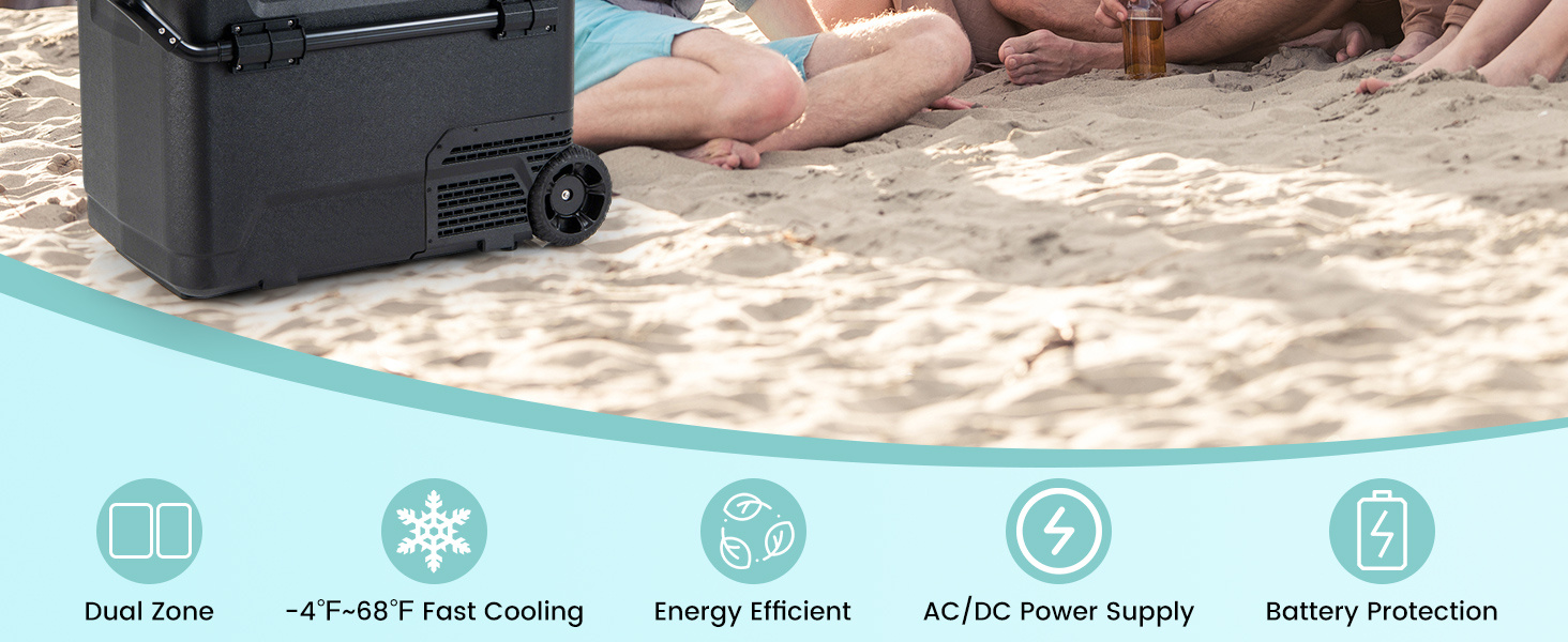 64QT Portable Compressor Fridge Freezer for Vehicles Camping Travel Truck RV Boat
