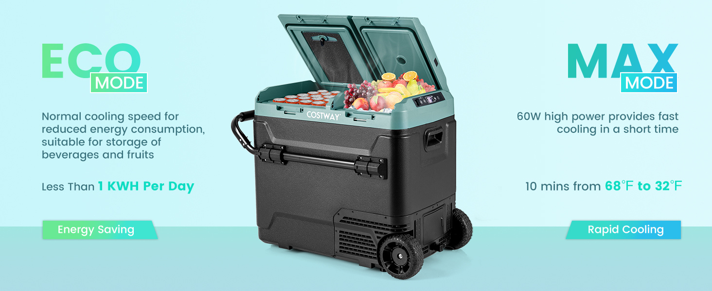 64QT Portable Compressor Fridge Freezer for Vehicles Camping Travel Truck RV Boat