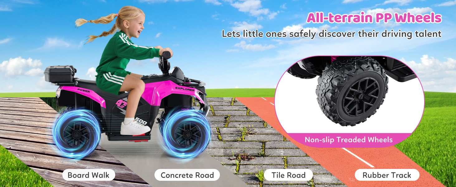 6V Kids Ride On ATV with Spray Function and Storage Box with Music