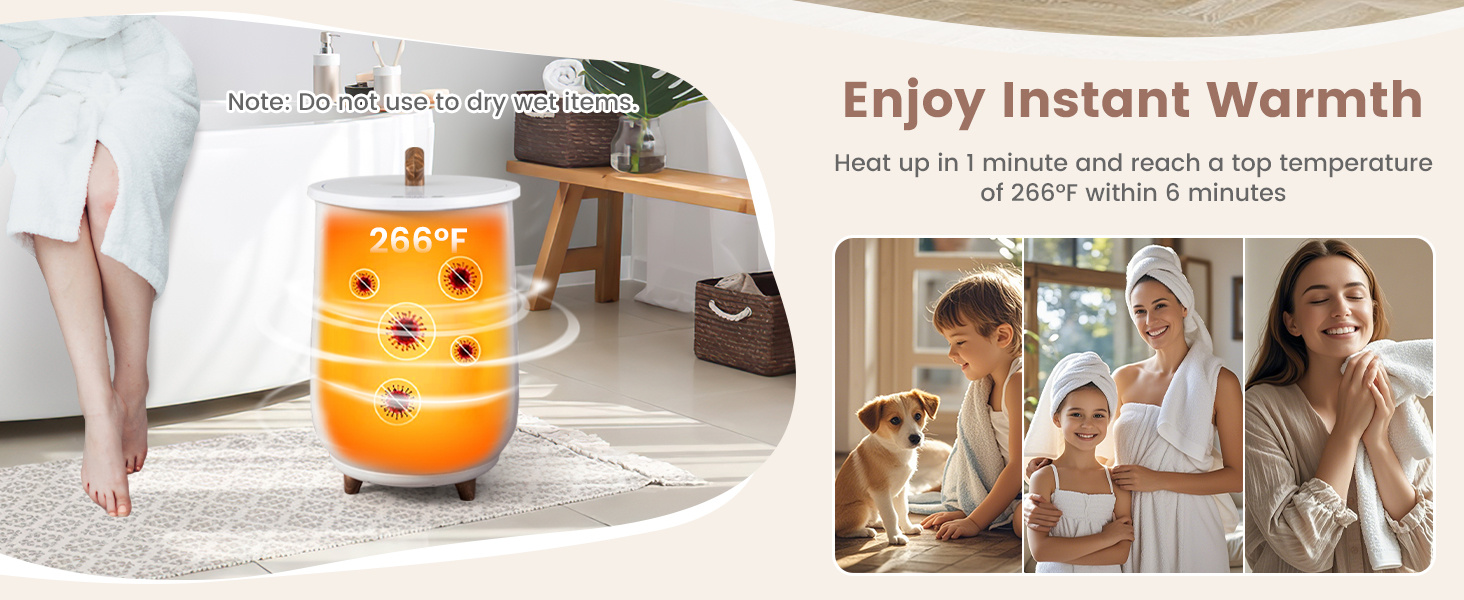 23L Large Luxury Bucket-Style Towel Warmer with Fragrant Disc Holder