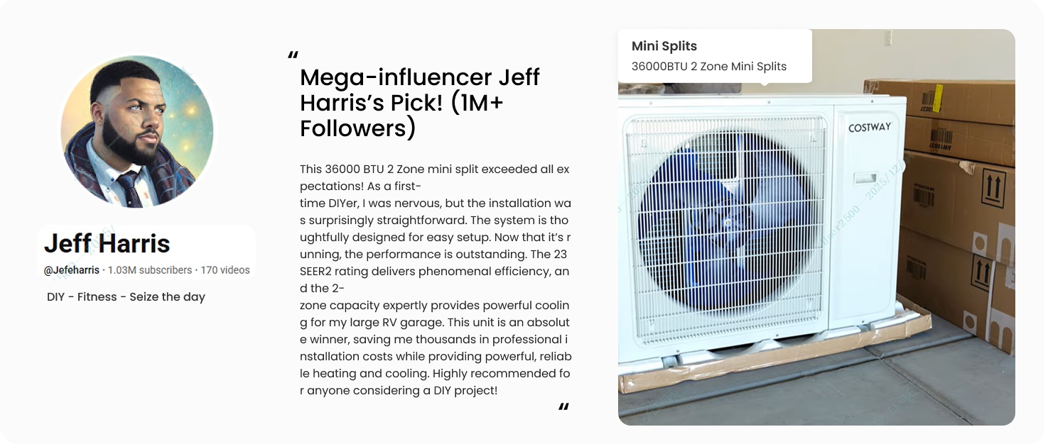 UltrEco Series 36000 BTU 2 Zone 23 SEER2 Mini Split Air Conditioner Wifi Enabled with Heat Pump