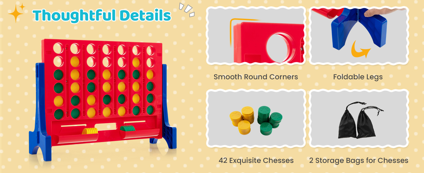 Jumbo 4-to-Score Connect Game Set with Carrying Bag and 42 Coins