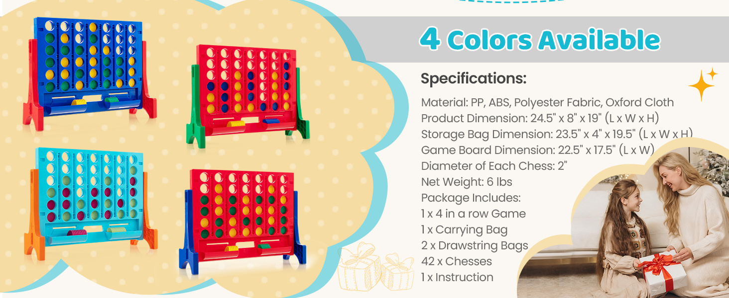 Jumbo 4-to-Score Connect Game Set with Carrying Bag and 42 Coins